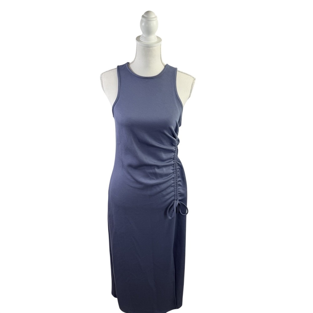 NWT Cable & Gauga Women's Gray Sleeveless Ruched Midi Dress Size M